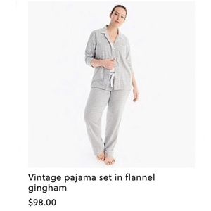J. Crew Flannel Pajama PJ Set Gingham EUC